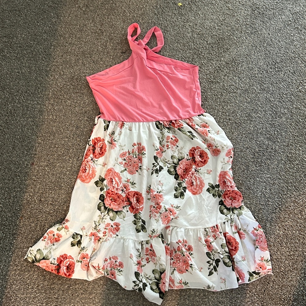 Pink and Floral Halter Dress